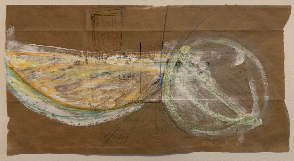 Adam_Sylvia_Cantaloupe_Syrup_2026_colored_pencil_highlighter_and_acrylic_on_paper_8.75x16.75